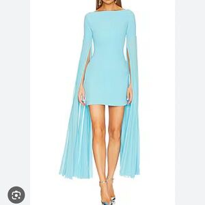 SOLACE LONDON Peyton cape-effect pleated crepe and chiffon mini dress